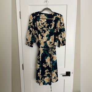 city chic navy blue floral short sleeved wrap dress